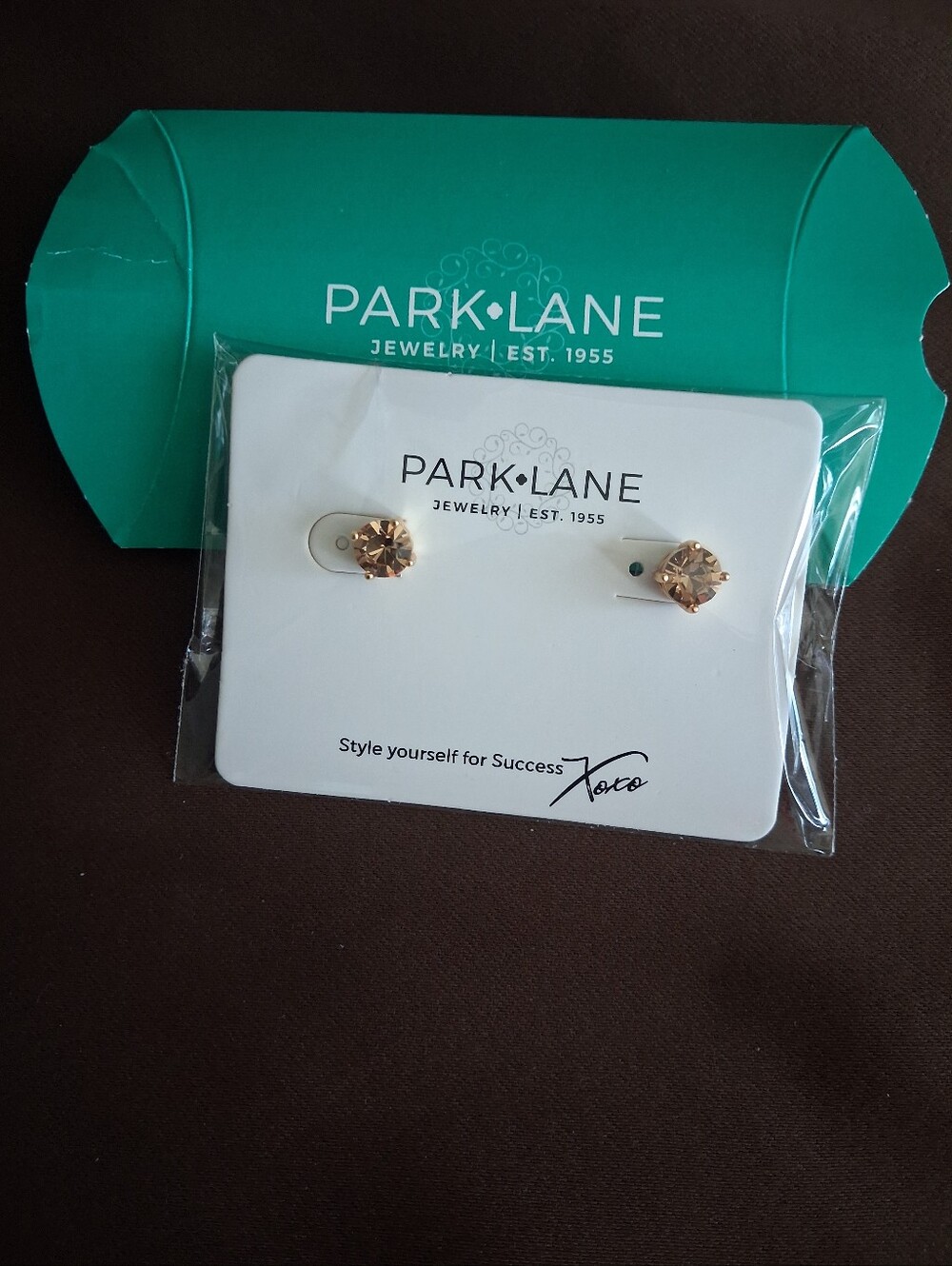 Park Lane Champagne Crystal Stud Earrings